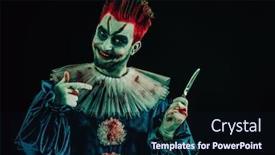  Presentation with horror - Cool new PPT theme with portrait-of-an-angry-crazy backdrop and a wine colored foreground