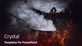  Presentation with cooking fire - Presentation theme enhanced with portrait-of-an-angry-witch background and a wine colored foreground