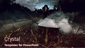  Presentation with cooking fire - Amazing presentation theme having portrait-of-an-angry-witch backdrop and a wine colored foreground