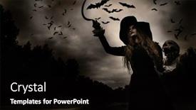  Presentation with force - Slide set enhanced with portrait-of-an-angry-witch background and a black colored foreground