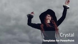  Presentation with force - Beautiful PPT layouts featuring portrait-of-an-angry-witch backdrop and a gray colored foreground