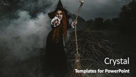  Presentation with force - Audience pleasing slide set consisting of portrait-of-an-angry-witch backdrop and a dark gray colored foreground