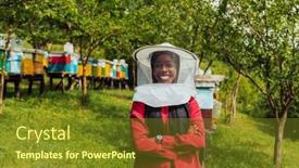  Presentation with businesses - Presentation theme enhanced with portrait-of-an-arab-investor background and a  colored foreground