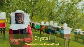  Presentation with businesses - Theme featuring portrait-of-an-arab-investor background and a  colored foreground