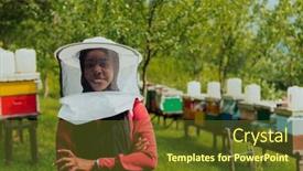  Presentation with businesses - Presentation design consisting of portrait-of-an-arab-investor background and a tawny brown colored foreground