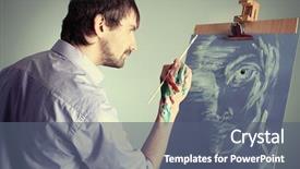  Presentation with art historical painting - Beautiful PPT layouts featuring portrait of an artist painting backdrop and a gray colored foreground