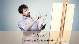  Presentation with art historical painting - Presentation theme consisting of portrait of an artist painting background and a lemonade colored foreground