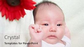  Presentation with new born - Presentation having portrait of an asian new born baby background and a lemonade colored foreground