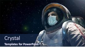  Presentation with covid - Audience pleasing theme consisting of portrait-of-an-astronaut-looking backdrop and a ocean colored foreground