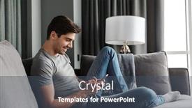  Presentation with living room - Presentation theme with portrait-of-an-attractive-smiling background and a ocean colored foreground