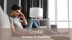  Presentation with computer room - Colorful theme enhanced with portrait-of-an-attractive-smiling backdrop and a gray colored foreground