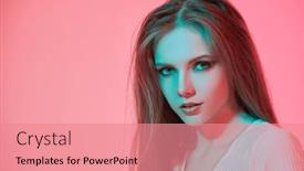  Presentation with cosmetics beauty - Presentation theme enhanced with portrait-of-an-attractive-teenage background and a coral colored foreground
