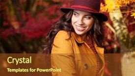  Presentation with fall leaves border autumn - PPT theme consisting of portrait of an autumn woman background and a tawny brown colored foreground
