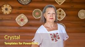  Presentation with elderly - PPT theme consisting of portrait-of-an-elderly-gray background and a red colored foreground