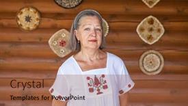  Presentation with elderly - Presentation theme having portrait-of-an-elderly-gray background and a red colored foreground