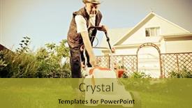  Presentation with elderly - Audience pleasing presentation theme consisting of portrait-of-an-elderly-man backdrop and a gold colored foreground