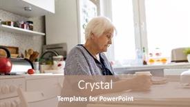  Presentation with elderly - Presentation theme with portrait-of-an-elderly-woman background and a coral colored foreground