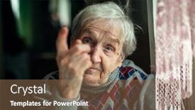  Presentation with elderly - Cool new presentation design with portrait-of-an-elderly-woman backdrop and a coral colored foreground