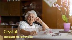  Presentation with elderly home - PPT layouts having portrait-of-an-elderly-woman background and a tawny brown colored foreground