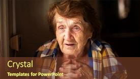  Presentation with elderly home - Presentation design having portrait-of-an-elderly-woman background and a tawny brown colored foreground