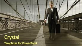  Presentation with crossing bridge - PPT layouts with portrait of an elegant man background and a tawny brown colored foreground