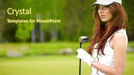  Presentation with golf - Audience pleasing PPT layouts consisting of portrait of an elegant woman backdrop and a  colored foreground