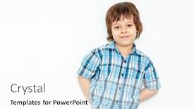  Presentation with light - Slide deck with portrait-of-an-emotional-boy background and a cool aqua colored foreground