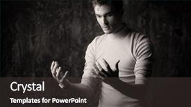  Presentation with dark - Audience pleasing presentation theme consisting of portrait of an emotional man backdrop and a dark gray colored foreground