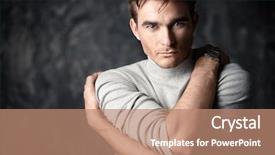  Presentation with dark - Audience pleasing theme consisting of portrait of an emotional man backdrop and a coral colored foreground