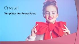  Presentation with elegant light blue - Cool new slide deck with portrait-of-an-excited-pretty backdrop and a light gray colored foreground