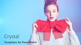  Presentation with elegant light blue - Beautiful presentation design featuring portrait-of-an-excited-pretty backdrop and a arctic colored foreground