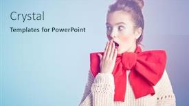  Presentation with elegant light blue - Colorful presentation theme enhanced with portrait-of-an-excited-pretty backdrop and a sky blue colored foreground