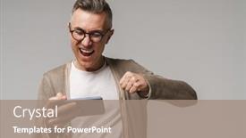  Presentation with mobile games - Colorful presentation design enhanced with portrait-of-an-excited-smart backdrop and a coral colored foreground