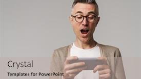  Presentation with mobile games - Colorful slide set enhanced with portrait-of-an-excited-smart backdrop and a mint green colored foreground