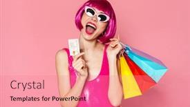  Presentation with credit card - Beautiful presentation theme featuring portrait-of-an-excited-young backdrop and a coral colored foreground