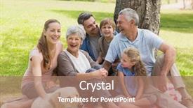  Presentation with family pet - Cool new slide set with portrait of an extended family backdrop and a coral colored foreground