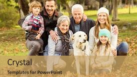  Presentation with extended family - Beautiful presentation theme featuring portrait of an extended family backdrop and a yellow colored foreground