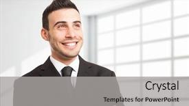  Presentation with looking for their - Beautiful slide set featuring portrait of an handsome businessman looking up backdrop and a light gray colored foreground
