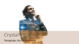  Presentation with confident - Slides consisting of portrait-of-an-handsome-confident background and a coral colored foreground