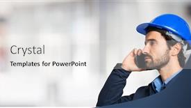  Presentation with handsome - Cool new slides with portrait-of-an-handsome-engineer backdrop and a white colored foreground