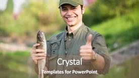  Presentation with fisherman - Colorful slide deck enhanced with portrait of an happy fisherman backdrop and a coral colored foreground