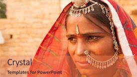  Presentation with rural india - Presentation theme having portrait of an india rajasthani background and a coral colored foreground