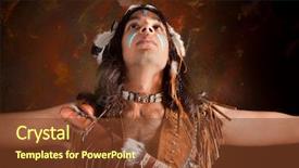  Presentation with indian feathers - Cool new presentation theme with portrait of an indian backdrop and a tawny brown colored foreground