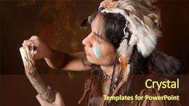  Presentation with american indian - Theme with portrait of an indian background and a tawny brown colored foreground