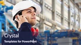  Presentation with factory - Colorful presentation enhanced with portrait of an industrial worker backdrop and a navy blue colored foreground