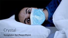  Presentation with covid bed - Beautiful PPT layouts featuring portrait-of-an-insomniac-man backdrop and a light blue colored foreground
