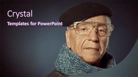  Presentation with old age - Presentation theme enhanced with portrait-of-an-intelligent-elderly background and a wine colored foreground