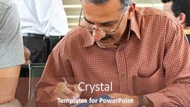  Presentation with arabic writing - Slide deck enhanced with portrait of an iranian arabic business man traveler writing something on paper background and a tawny brown colored foreground