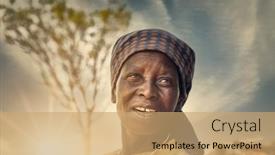  Presentation with african sunset - Beautiful PPT theme featuring portrait-of-an-old-african backdrop and a coral colored foreground