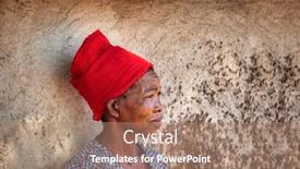  Presentation with african woman - Slide deck consisting of portrait-of-an-old-african background and a coral colored foreground
